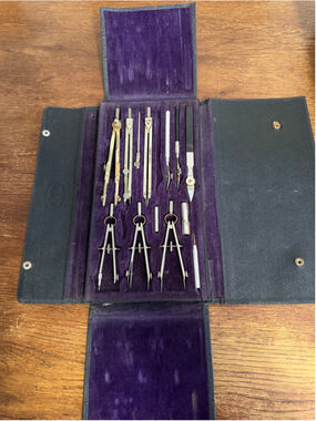 Vintage F.A.B. 550 German Drafting Compass Set Engineering Drawing Instruments C